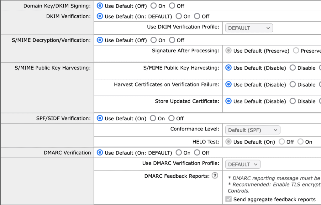 Cisco ESA Update Inbound policies to accept defaults